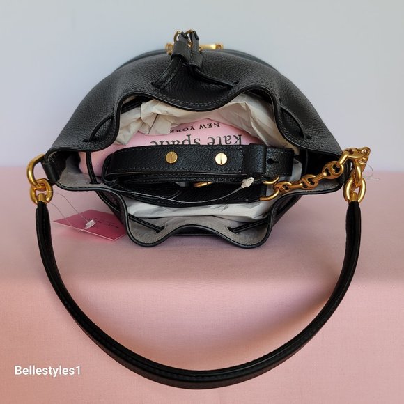 KATE SPADE Gramercy Pebbled Leather MEDIUM Bucket Bag- Black color ⭐ - Picture 11 of 16